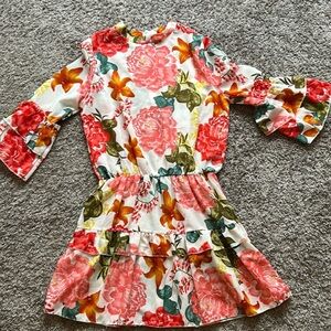 Floral Mini Dress with Ruffle Sleeves